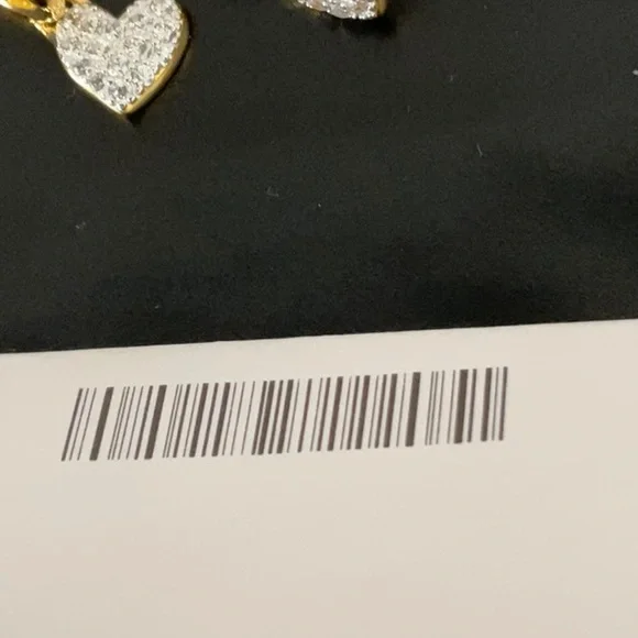 ELEGANT SMALL GOLD HOOPS WITH CRYSTAL FILLED HEART DROPS - Picture 3 of 4